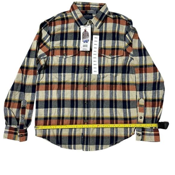 Lucky Brand Men's Flannel Orange Multi Plaid Size Small - Picture 9 of 14